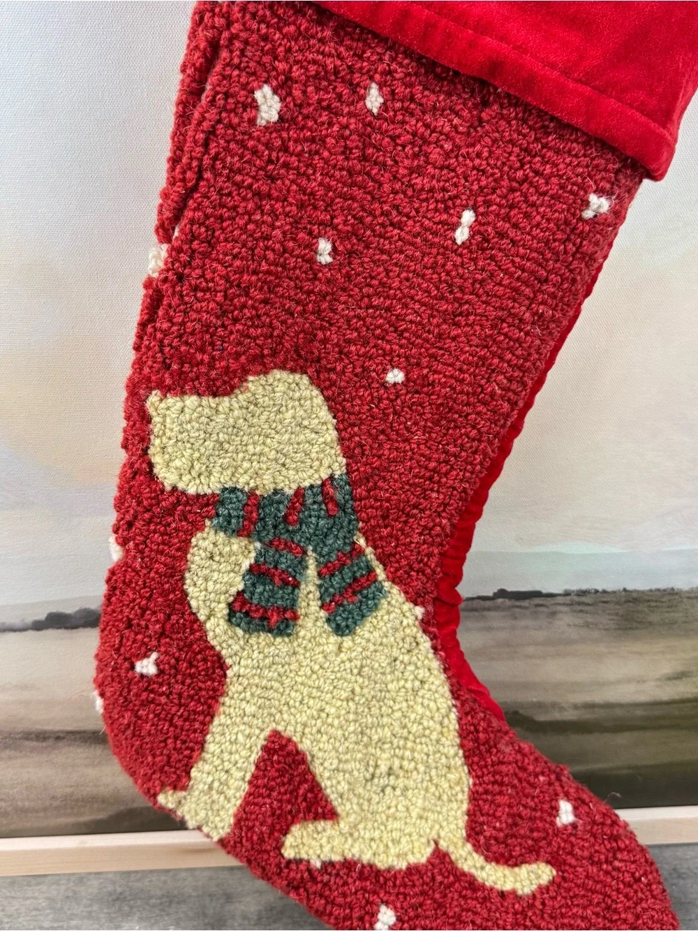 Mark & Graham Chandler 4 Corners Yellow Lab Christmas Stocking Holidays NWT